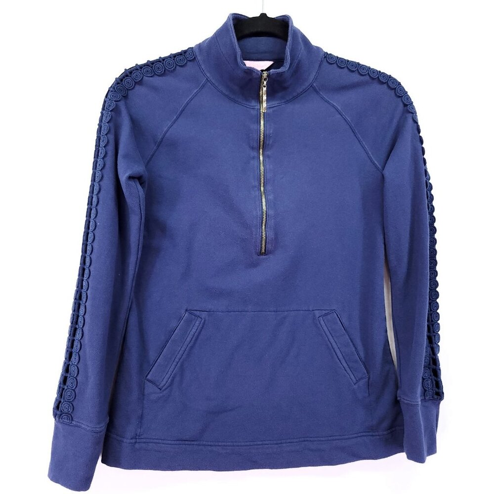 Lilly Pulitzer Skipper Popover Womens Quarter Zip Jacket Size XXS Blue